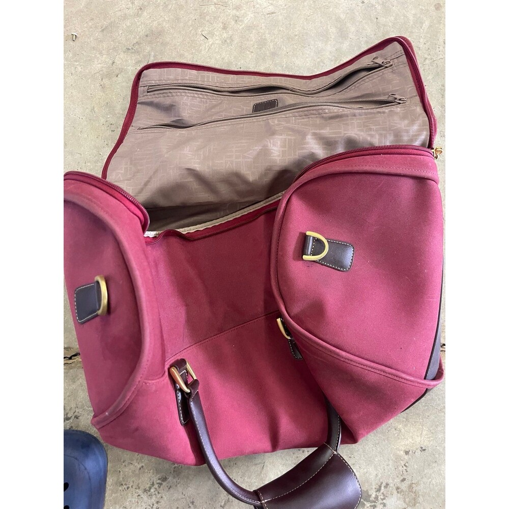 Diane Von Furstenberg Burgundy Large Weekender Travel Carry On Tote Bag